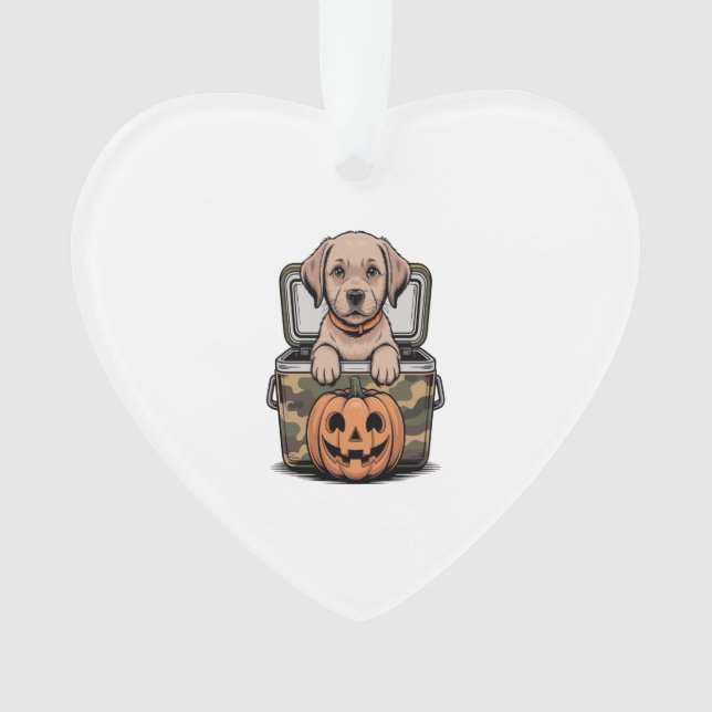 Brauner Labrado-Hund Halloween Gruselig Ornament (Vorderseite)