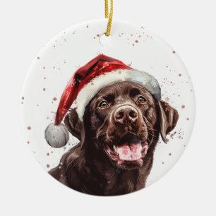 Brauner Labrador-Hund Weihnachten Personalisiert Keramik Ornament