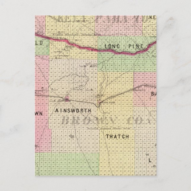 Brauner Landkreis und Keya Paha, Nebraska Postkarte (Vorderseite)