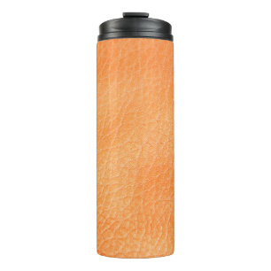  Brauner Lederhintergrund. abstrakt, Accessoires,  Thermosbecher
