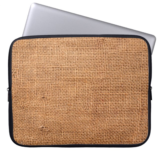 Brauner Leinenuntergrund oder Sacktuch Laptopschutzhülle (Vorderseite)
