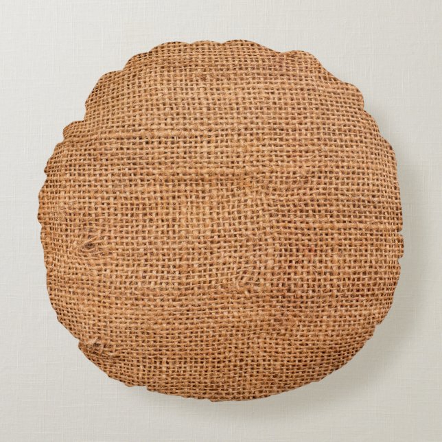 Brauner Leinenuntergrund oder Sacktuch Rundes Kissen (Vorderseite)