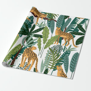 Brauner Leopard in tropischen, üppigen Dschungel-B Geschenkpapier