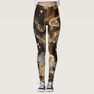 Brauner Marmor mit Punkten Leggings