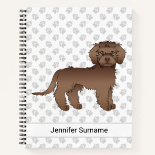 Brauner Mini Goldendoodle Cartoon-Hund & Text Notizbuch