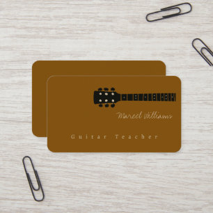 Brauner Musiklehrer Gitarre Visitenkarte