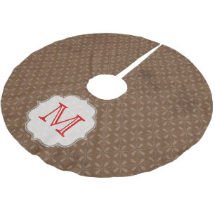 Brauner Muster-Winter-Monogramm-Initial-Tannenbaum Polyester Weihnachtsbaumdecke