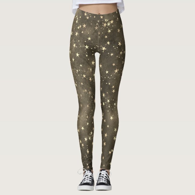 Brauner Nachthimmel Himmelsgoldenstern Leggings (Vorderseite)