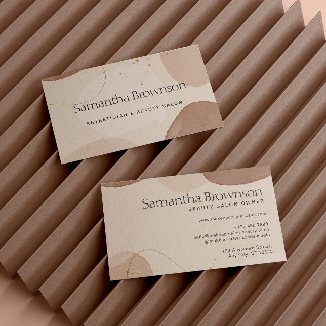 Brauner neutraler Beigenrot Geometrischer Stein Visitenkarte (Brown Neutral Beige Blush Geometric Stone Business Card)