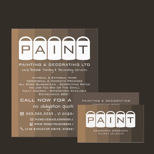Brauner Ombre, farbige Eimer, Maler und Dekorator Flyer (Von Creator hochgeladen)