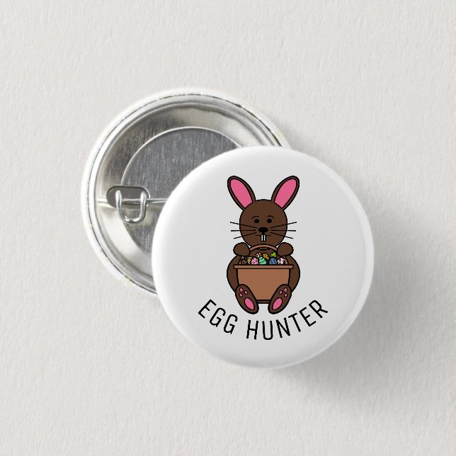 Brauner Osterhase, Eierjäger Button (Vorne & Hinten)