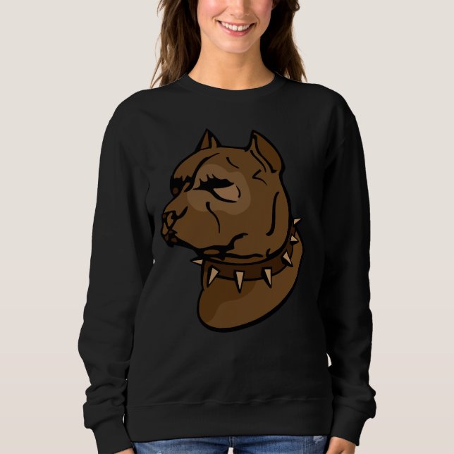 Brauner Pitbull-Hund mit Collar Sweatshirt (Vorderseite)