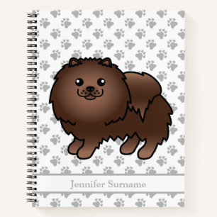 Brauner Pomeranian Süßer Cartoon-Hund & Benutzerde Notizbuch