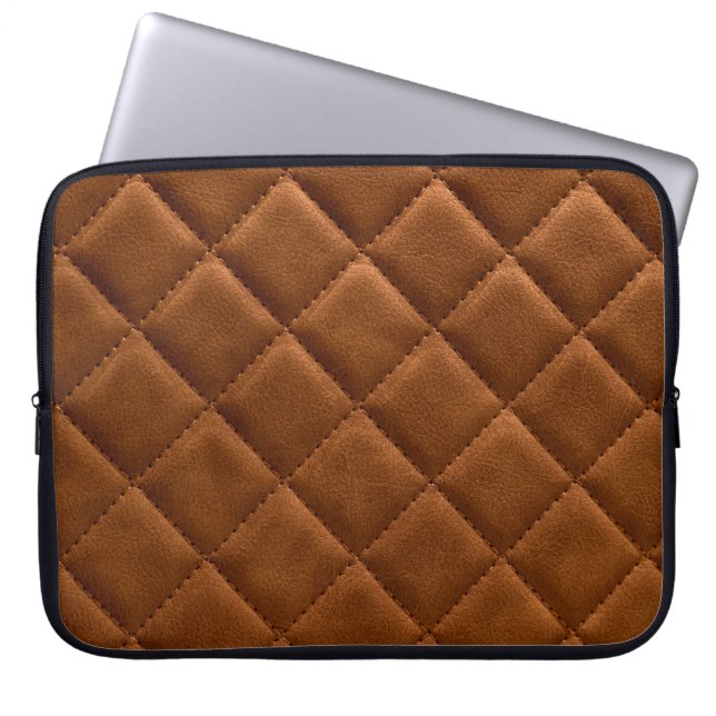 Brauner Rhombus Leder Hintergrund Laptopschutzhülle (Vorderseite)