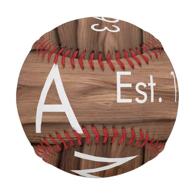 Brauner rustikaler Boho Anbringen des Namensbuchst Baseball (Vorderseite)