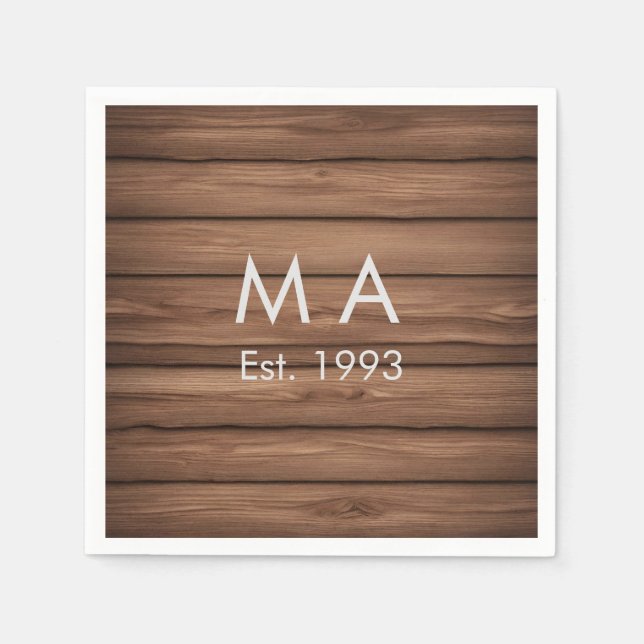 Brauner rustikaler Boho Anbringen des Namensbuchst Serviette (Vorderseite)