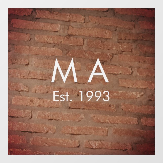 Brauner rustikaler Stein mit dem Namen Datum des J Fensteraufkleber (Blatt)