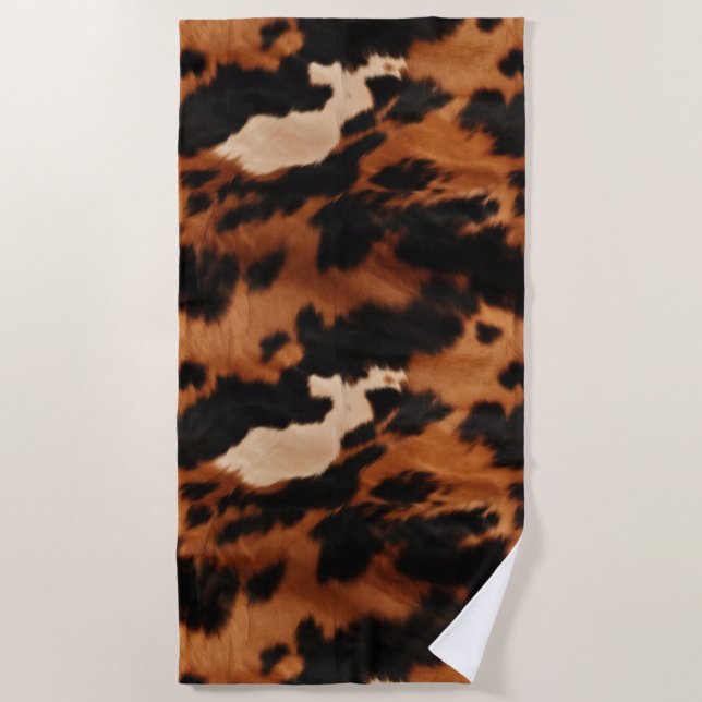 Brauner Schwarzcreme-Cowhide-Western Strandtuch (Vorderseite)