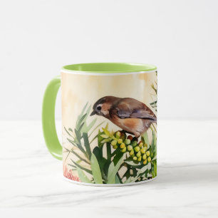 Brauner Sparrow Bird Blume Art Tasse Cup