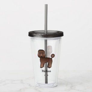 Brauner Spielzeug Pudel Süßer Cartoon Hund & Name Acryltrinkbecher