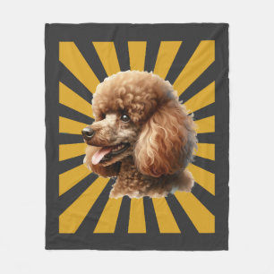 Brauner Standard Poodle Retro Sunburst Fleecedecke