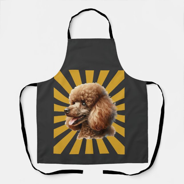 Brauner Standard Poodle Retro Sunburst Schürze (Vorderseite)