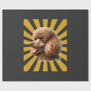 Brauner Standard Pudel Retro Sonnenburst Geschenkpapier