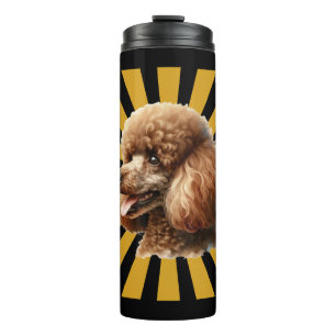 Brauner Standard Pudel Retro Sunburst Thermosbecher