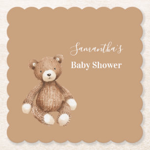 Brauner Süßer Teddybär Baby Shower Untersetzer