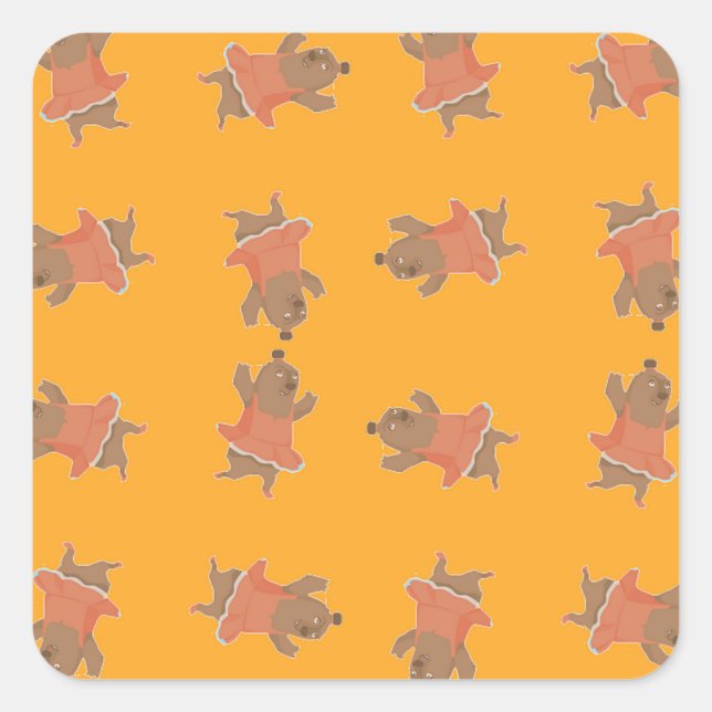 Brauner Tanzbär Quadratischer Aufkleber (Vorderseite)