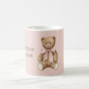 Brauner Teddybär mit rosa Schleife Kaffeetasse