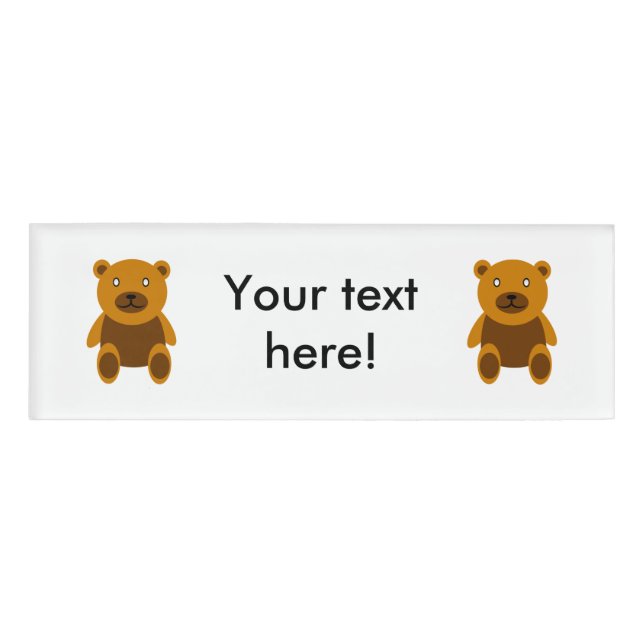 Brauner Teddybär Namenschild (Vorderseite)