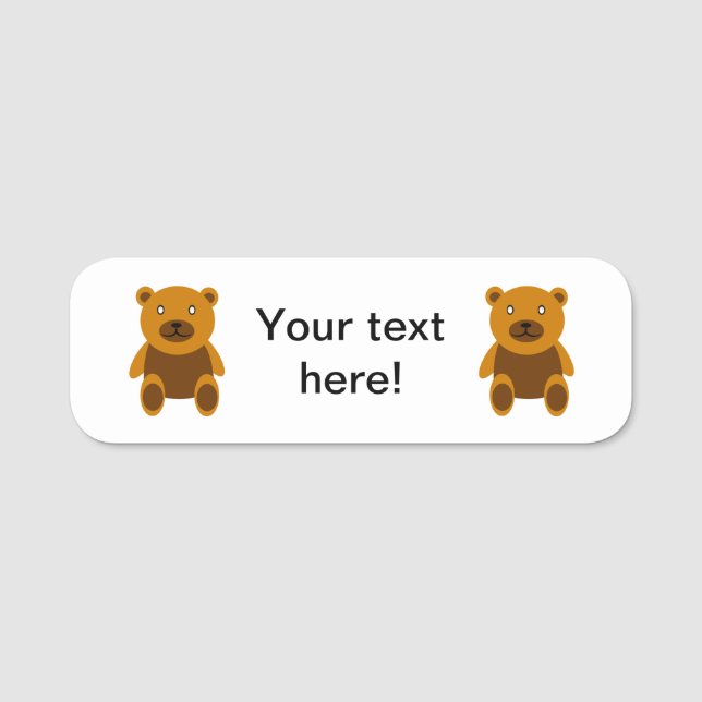 Brauner Teddybär Namensschild (Vorderseite)