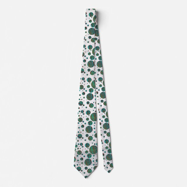 Brauner und Aquamariner Polka Dot Zebra Krawatte (Vorderseite)