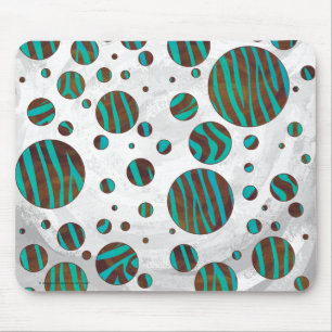 Brauner und Aquamariner Polka Dot Zebra Mousepad