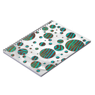 Brauner und Aquamariner Polka Dot Zebra Notizblock