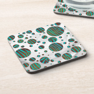 Brauner und Aquamariner Polka Dot Zebra Untersetzer
