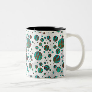 Brauner und Aquamariner Polka Dot Zebra Zweifarbige Tasse