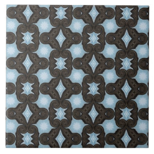 Brauner und blauer Druck Fliese