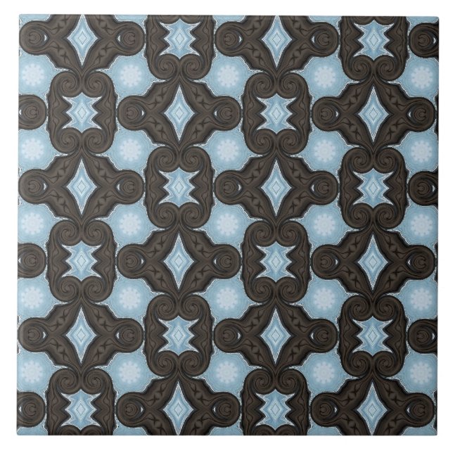 Brauner und blauer Druck Fliese (Vorderseite)