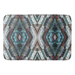 Brauner und Blauer Kaleidoskop Badematte