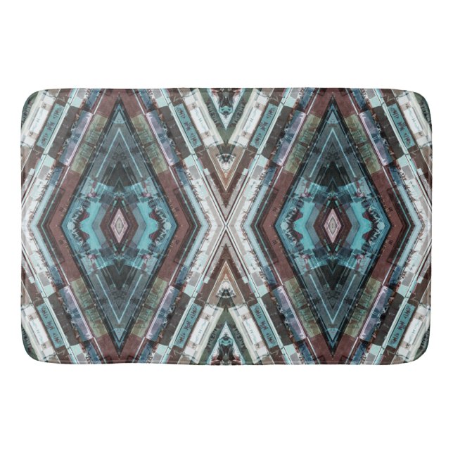 Brauner und Blauer Kaleidoskop Badematte (Vorderseite)