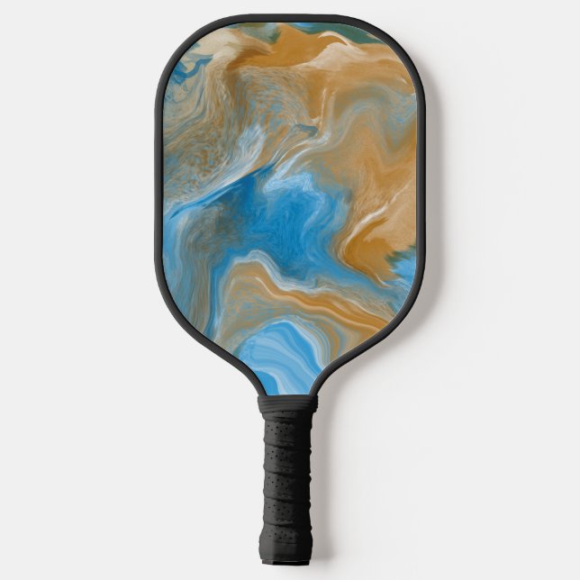 Brauner und blauer Marmor Pickleball Schläger (Rückseite)