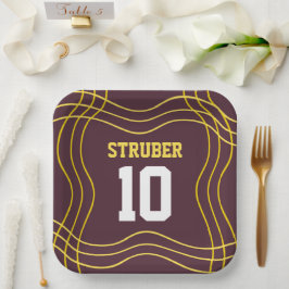 Brauner und gelber Sport Pappteller