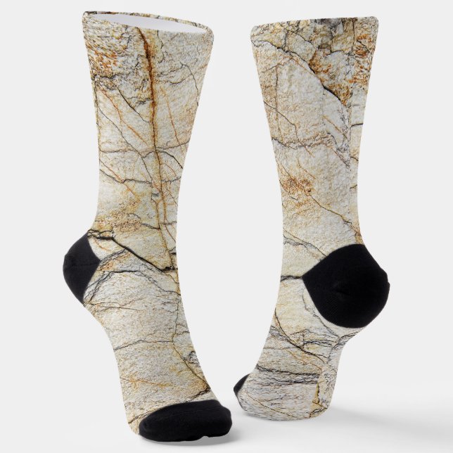 Brauner und schwarz getexturierter Stabstein Socken (Gewinkelt)
