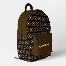 Brauner und schwarzer geometrischer Druck-Schnittw Bedruckter Rucksack