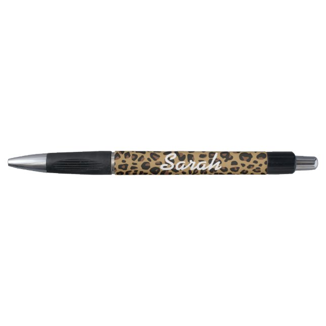 Brauner und schwarzer Jaguar-Pattern Pen Kugelschreiber (Vorderseite)
