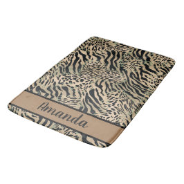 Brauner und schwarzer Tiger und Zebradruck Badematte