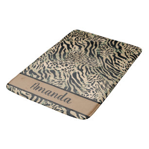 Brauner und schwarzer Tiger und Zebradruck Badematte