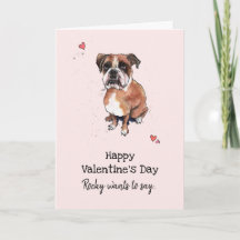 Brauner und weißer Boxerhund Valentinstag Karte
